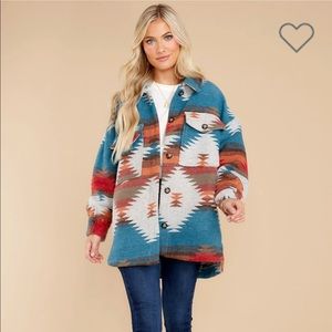 SEAMLESS TRANSITION TEAL MULTI PRINT SHACKET